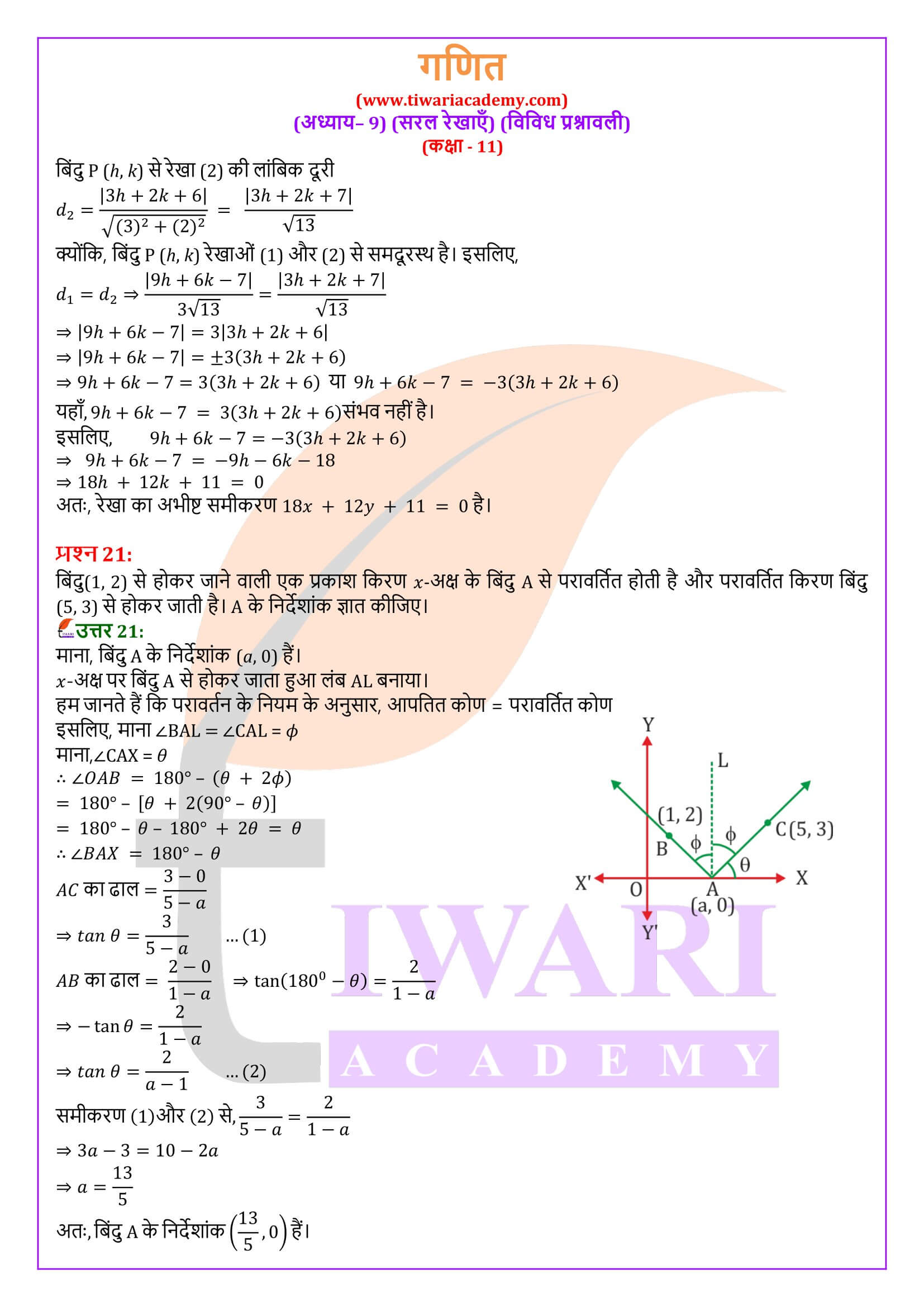 कक्षा 11 गणित अध्याय 9 विविध के हल