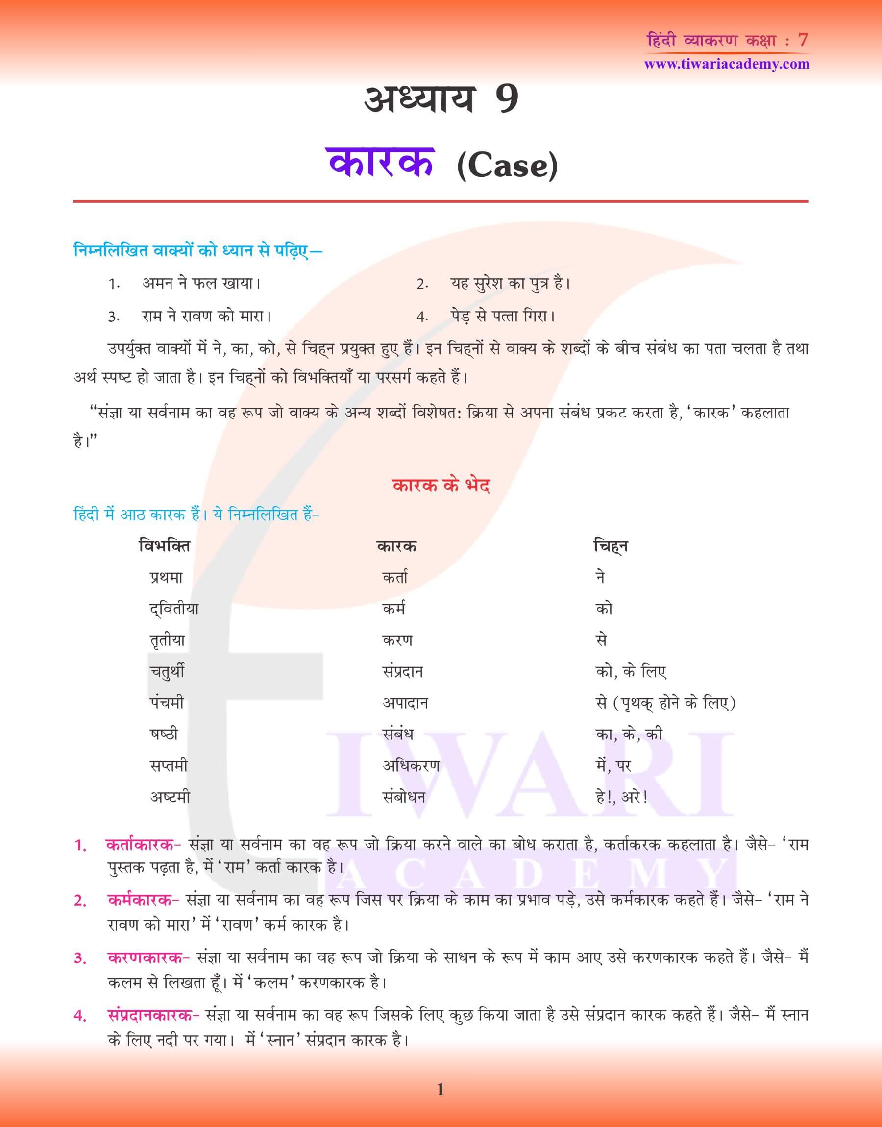 कक्षा 7 हिंदी व्याकरण अध्याय 9
