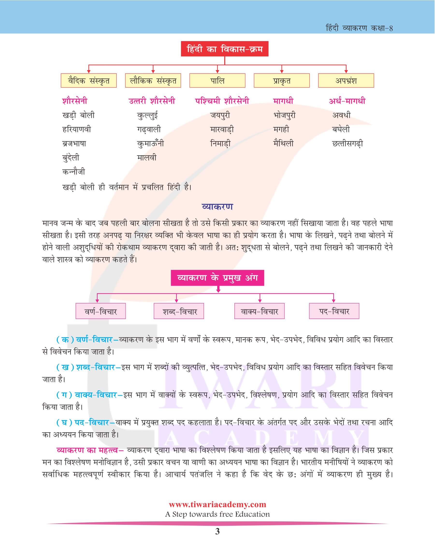 कक्षा 8 हिंदी व्याकरण अध्याय 1 भाषा