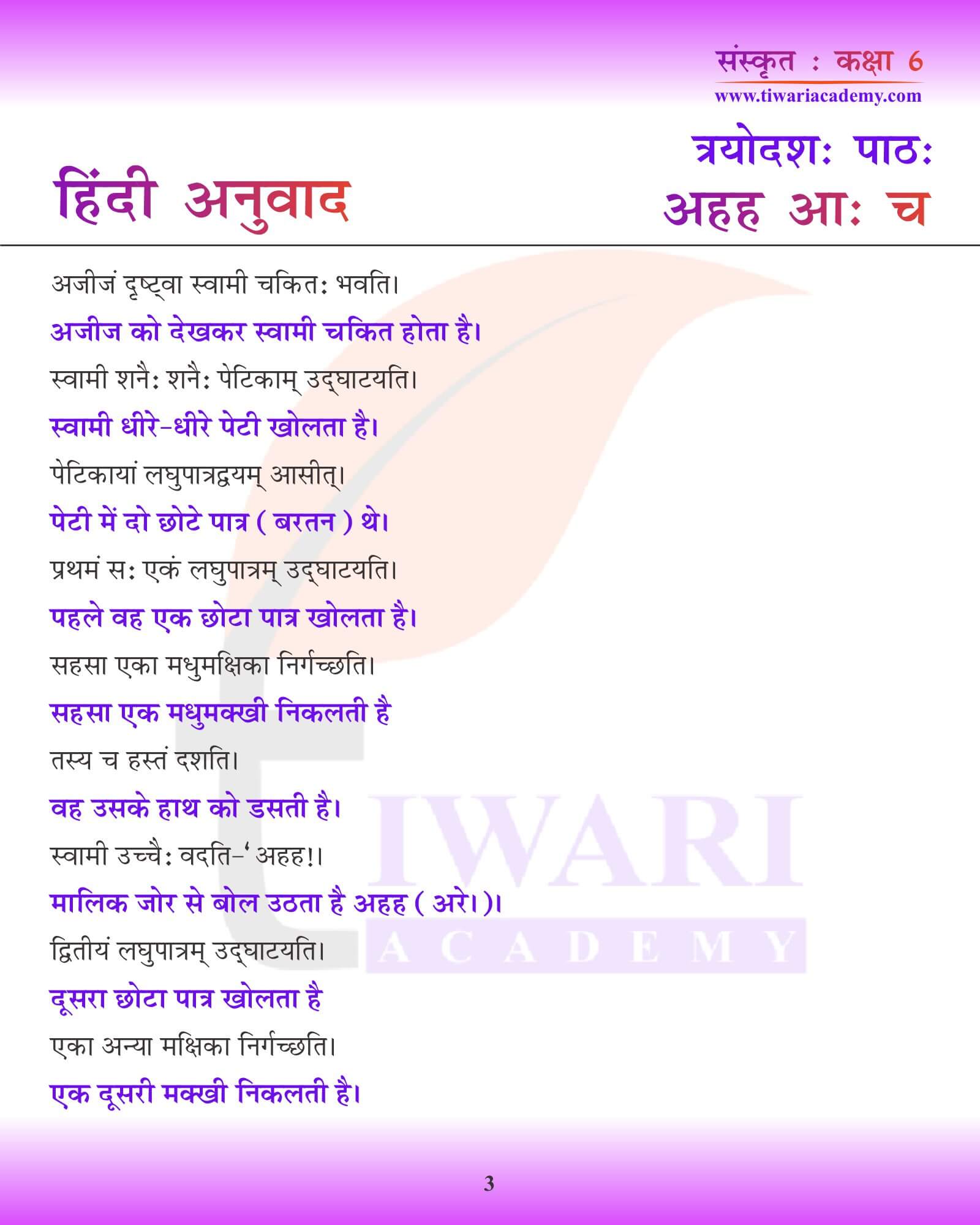 कक्षा 6 संस्कृत अध्याय 13 हिंदी में