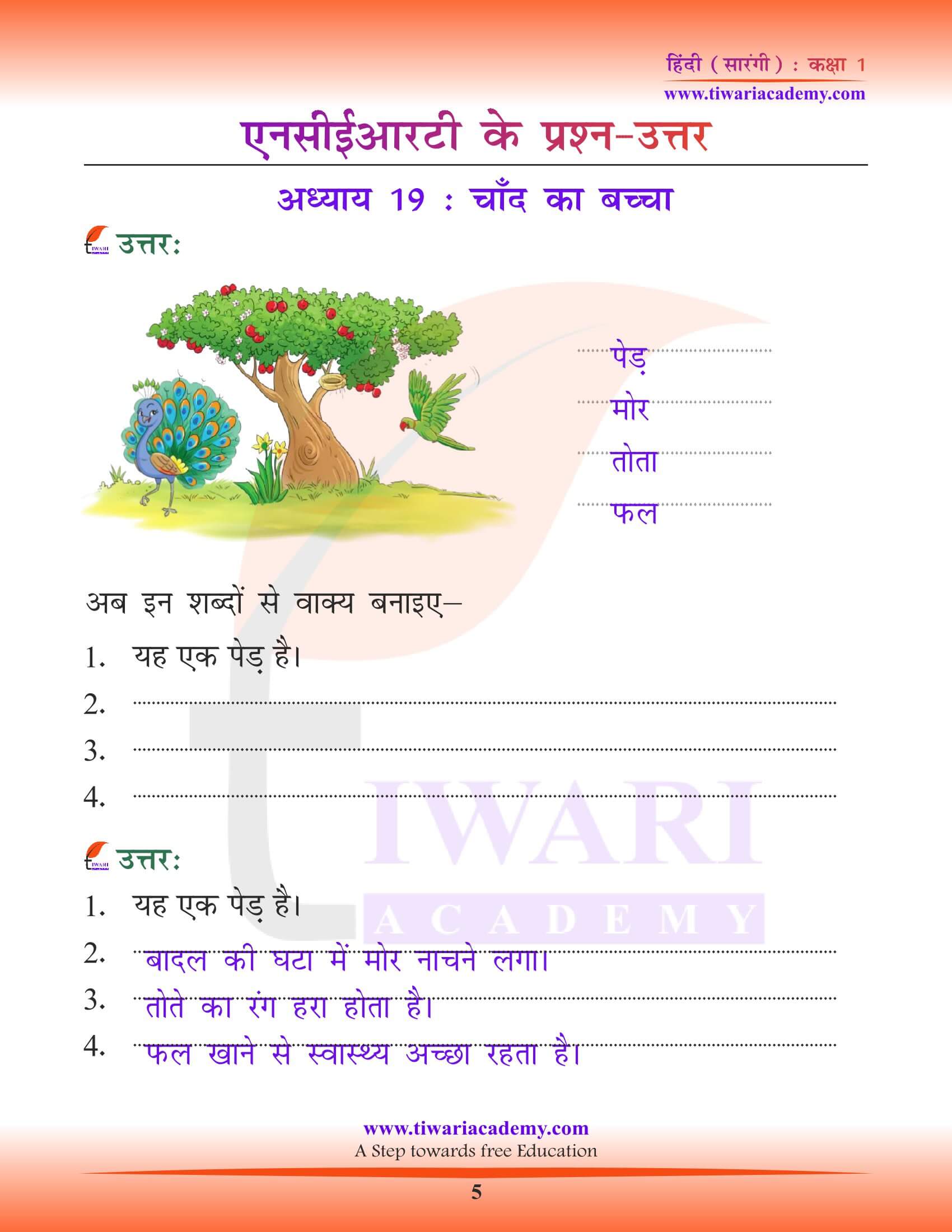 कक्षा 1 हिंदी सारंगी पाठ 19 चाँद का बच्चा के उत्तर
