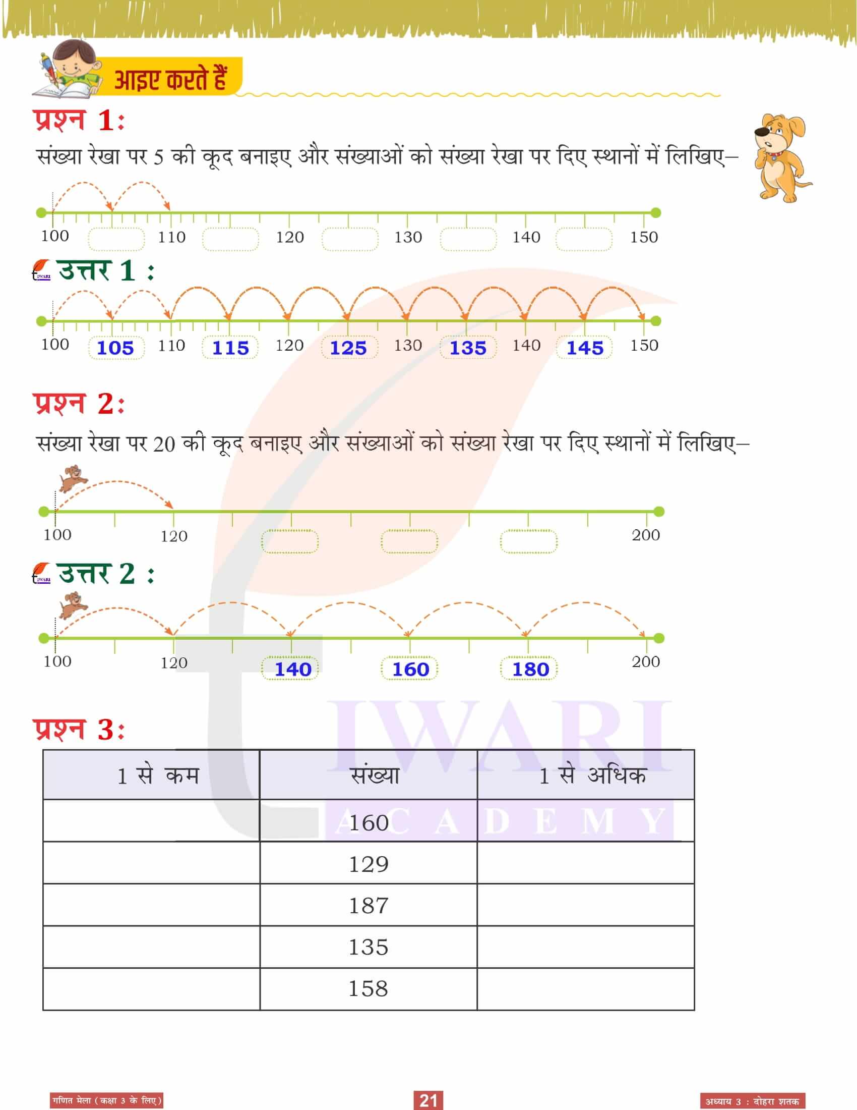 कक्षा 3 गणित मेला अध्‍याय 3 अभ्यास के हल