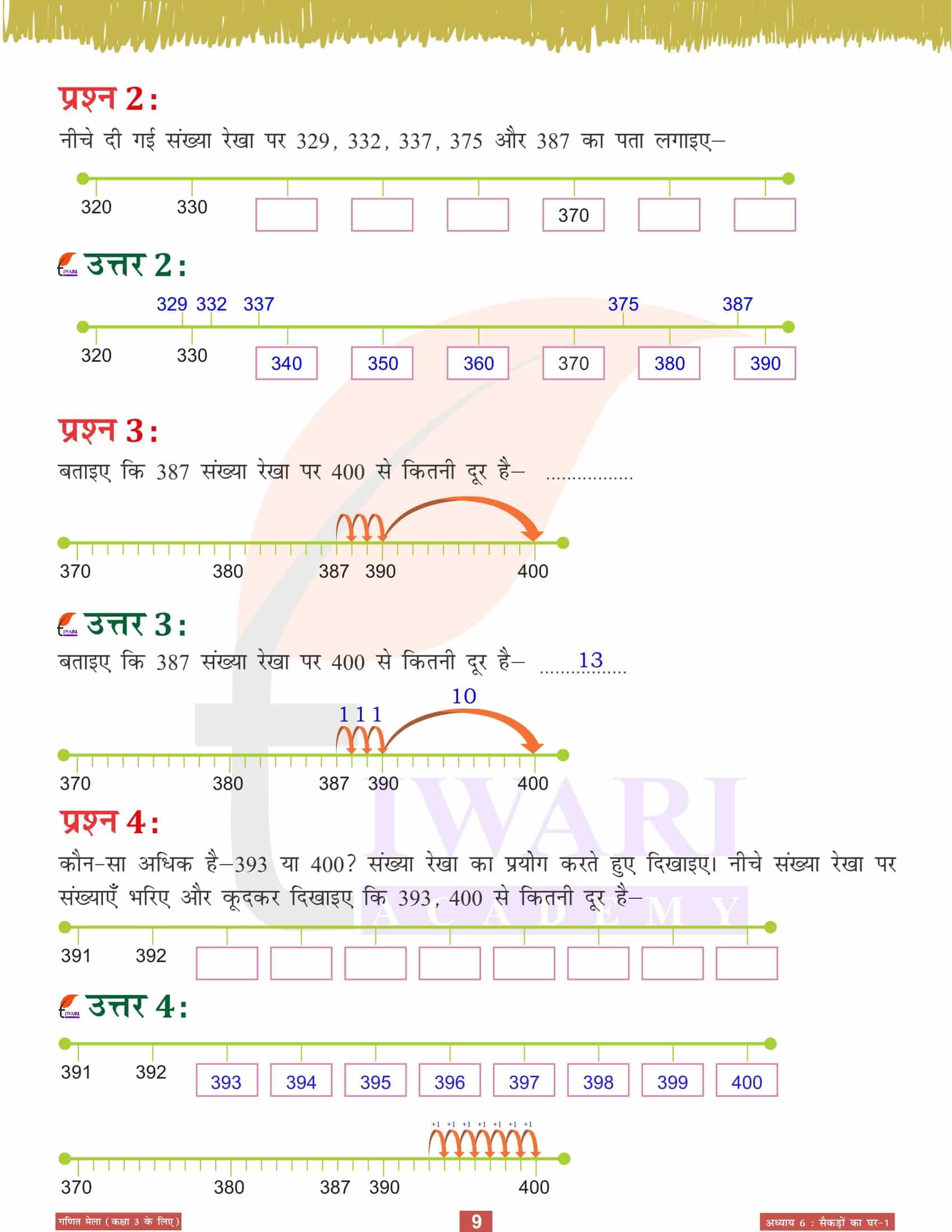 एनसीईआरटी कक्षा 3 गणित मेला अध्‍याय 6 सैकड़ों का घर-1 के समाधान