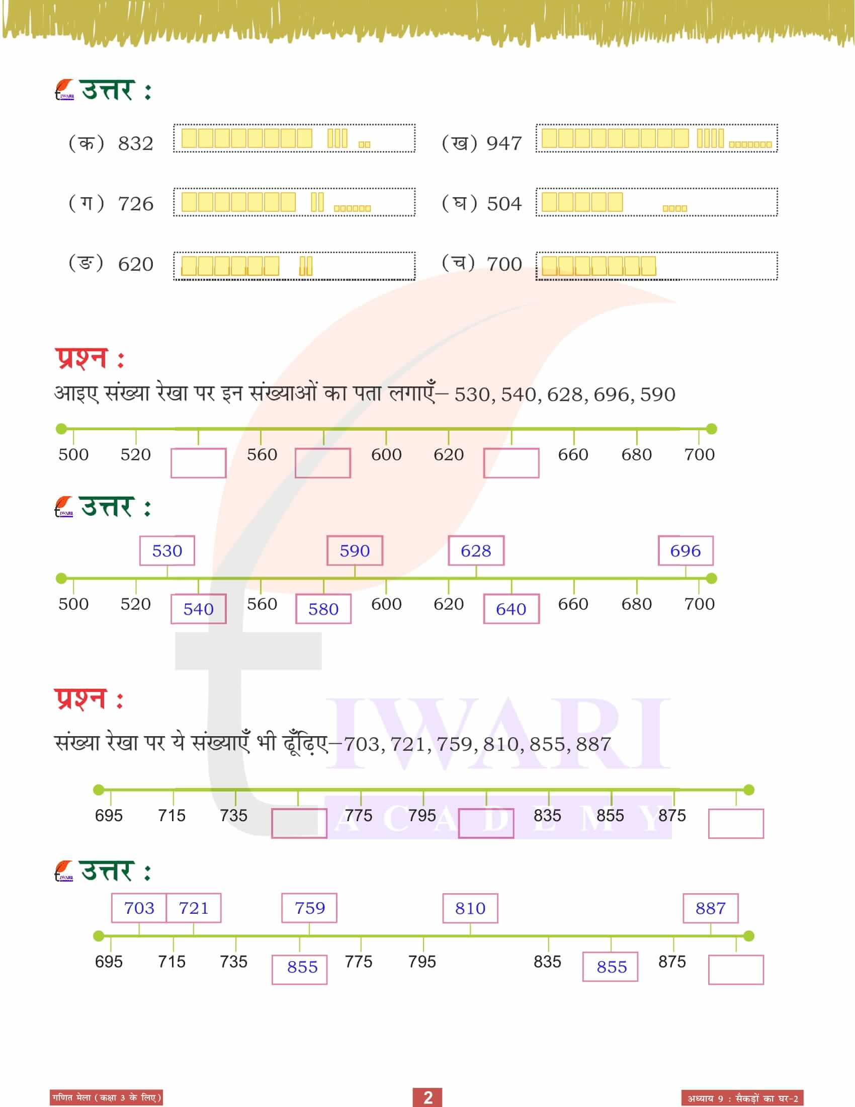 एनसीईआरटी कक्षा 3 गणित मेला अध्‍याय 9 सैकड़ों का घर-2 के उत्तर