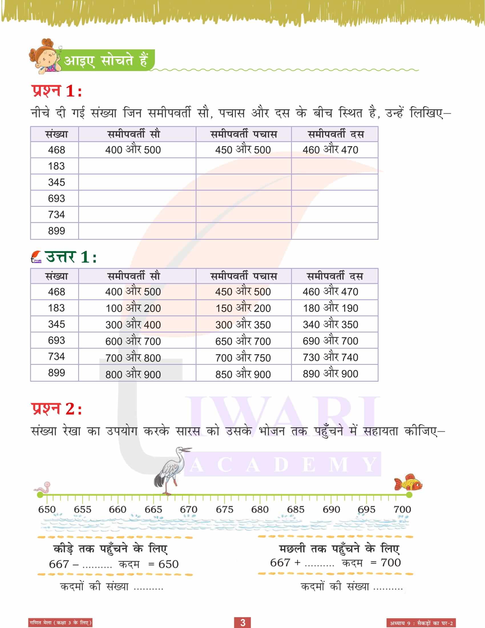 एनसीईआरटी कक्षा 3 गणित मेला अध्‍याय 9 सैकड़ों का घर-2 के सवाल जवाब