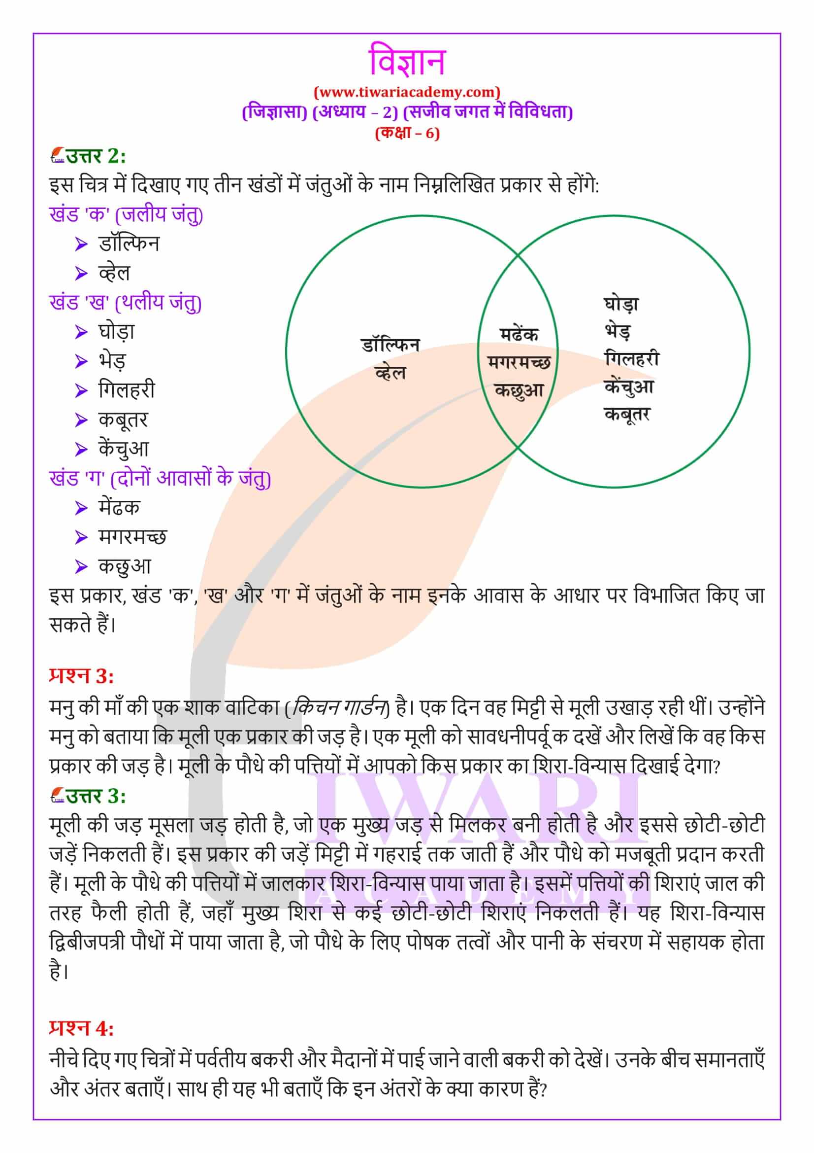 एनसीईआरटी समाधान कक्षा 6 विज्ञान जिज्ञासा अध्‍याय 2 के हल