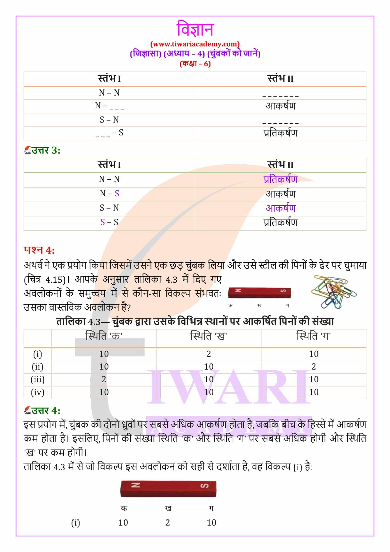 कक्षा 6 विज्ञान जिज्ञासा अध्‍याय 4