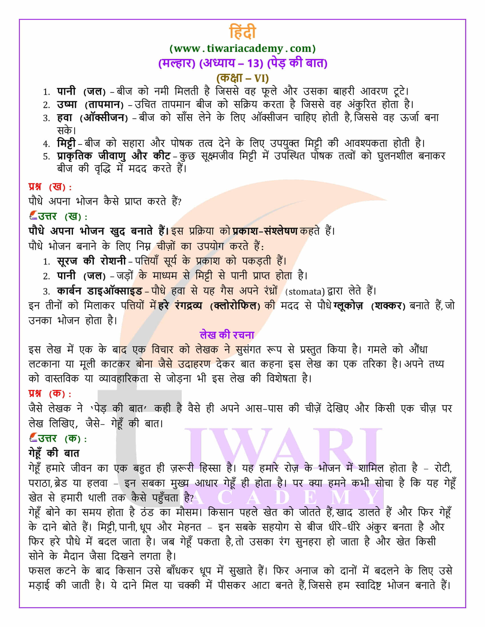 कक्षा 6 हिंदी मल्हार अध्याय 13