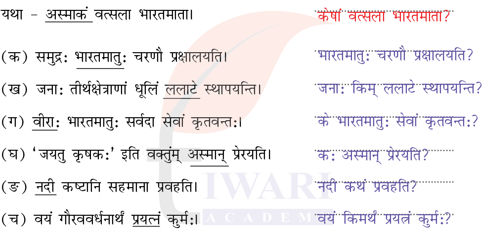 कक्षा 7 संस्कृत दीपकम् अध्याय 1 के प्रश्न 3 के उत्तर का चित्र