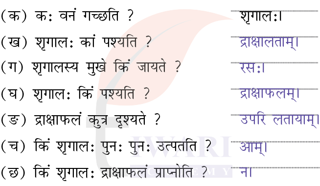कक्षा 7 संस्कृत दीपकम् अध्याय 4 के प्रश्न 2 के उत्तर का चित्र