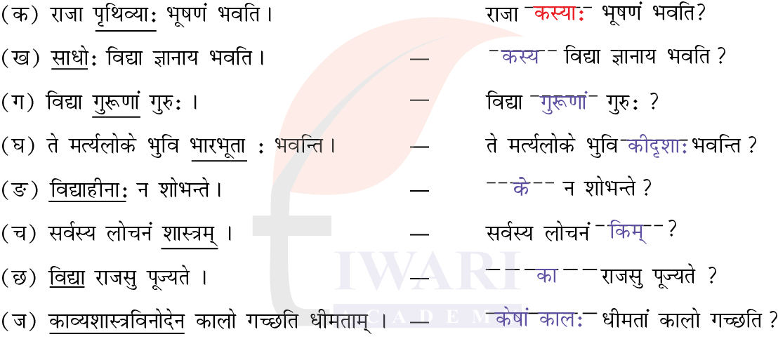 कक्षा 7 संस्कृत दीपकम् अध्याय 6 के प्रश्न 4 के उत्तर का चित्र