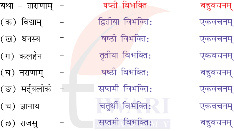 कक्षा 7 संस्कृत दीपकम् अध्याय 6 के प्रश्न 6 के उत्तर का चित्र