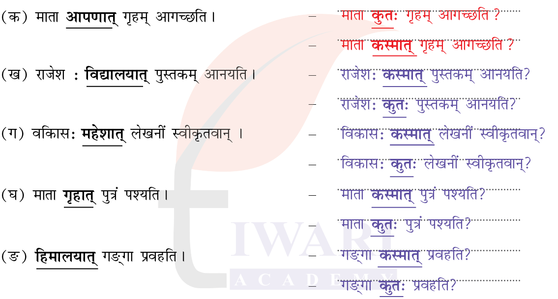 कक्षा 7 संस्कृत दीपकम् अध्याय 9 के प्रश्न 4 के उत्तर का चित्र