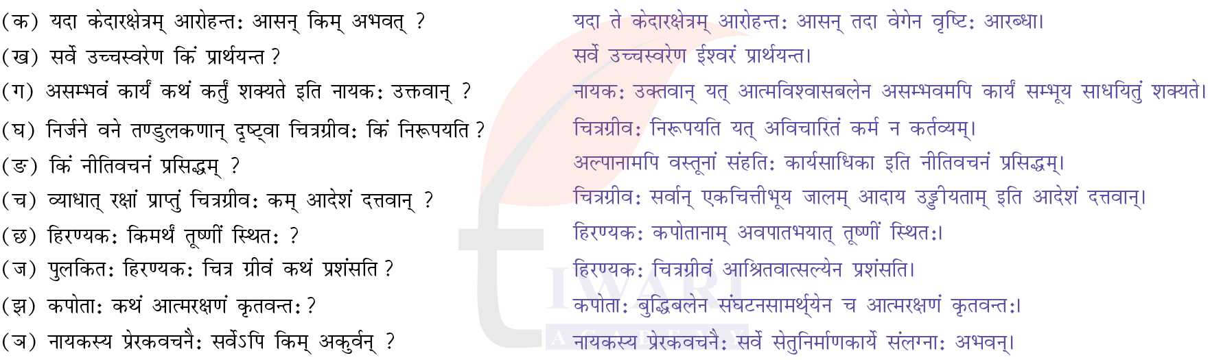 कक्षा 8 संस्कृत दीपकम् अध्याय 2 के प्रश्न 2 के उत्तर का चित्र
