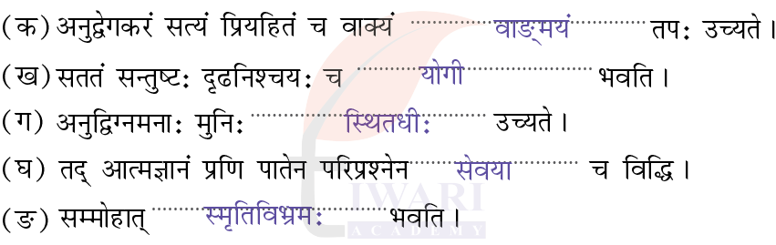 कक्षा 8 संस्कृत दीपकम् अध्याय 5 के प्रश्न 3 के उत्तर का चित्र