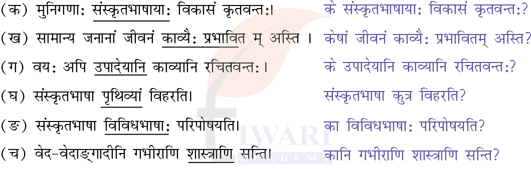 कक्षा 8 संस्कृत दीपकम् अध्याय 7 के प्रश्न 3 के उत्तर का चित्र