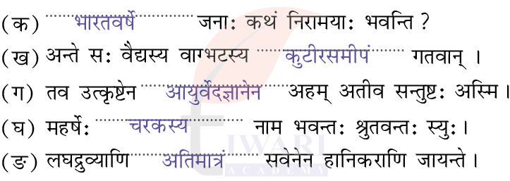 कक्षा 8 संस्कृत दीपकम् के अध्याय 9 के प्रश्न 2 के उत्तर का चित्र
