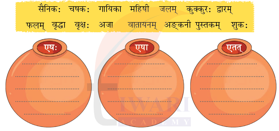 कक्षा 6 संस्कृत दीपकम् अध्याय 3 के प्रश्न 5 का चित्र