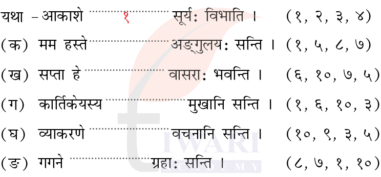 कक्षा 6 संस्कृत दीपकम् अध्याय 5 के प्रश्न 2 का चित्र