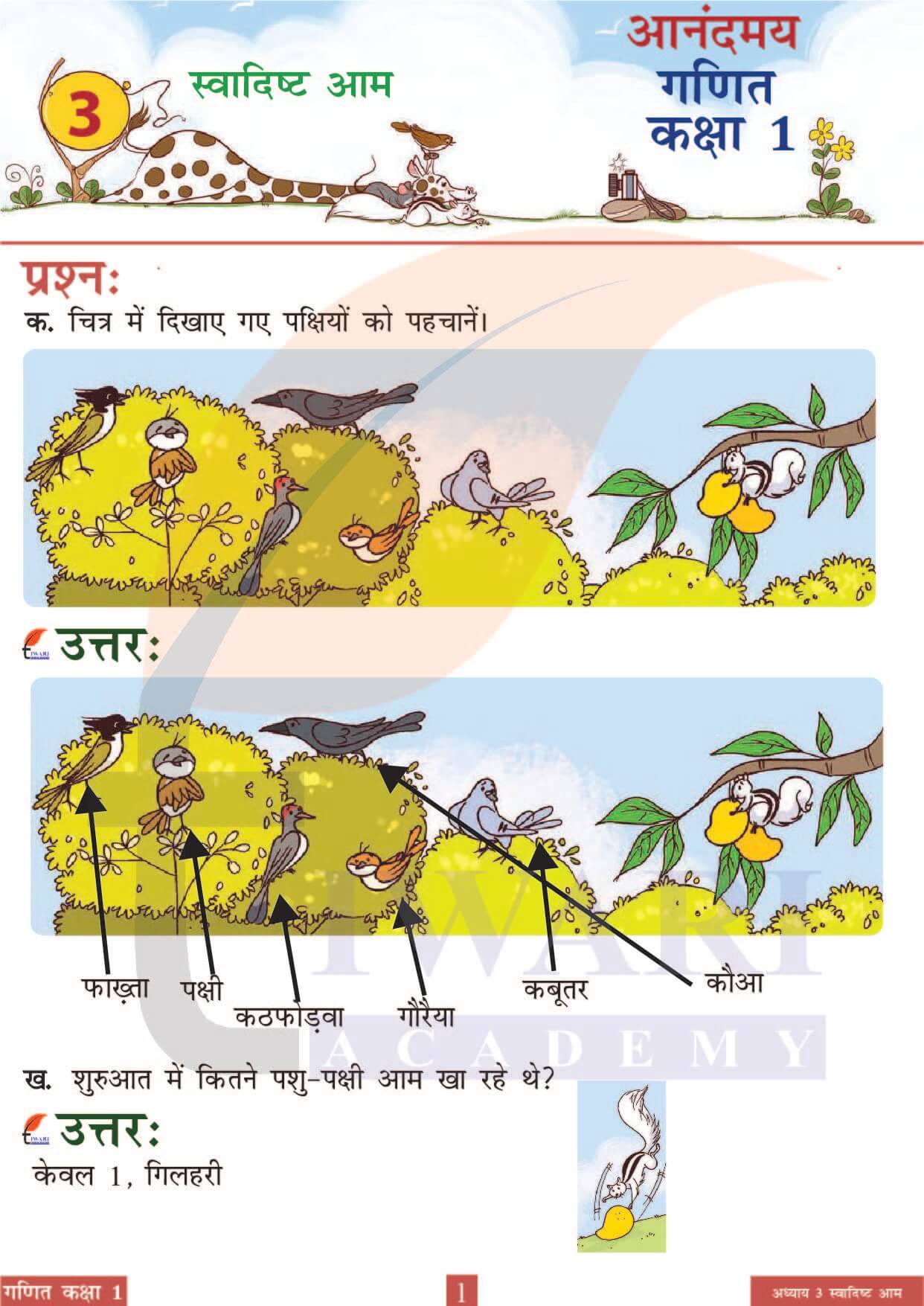 कक्षा 1 आनंदमय गणित पाठ 3 पेज 1