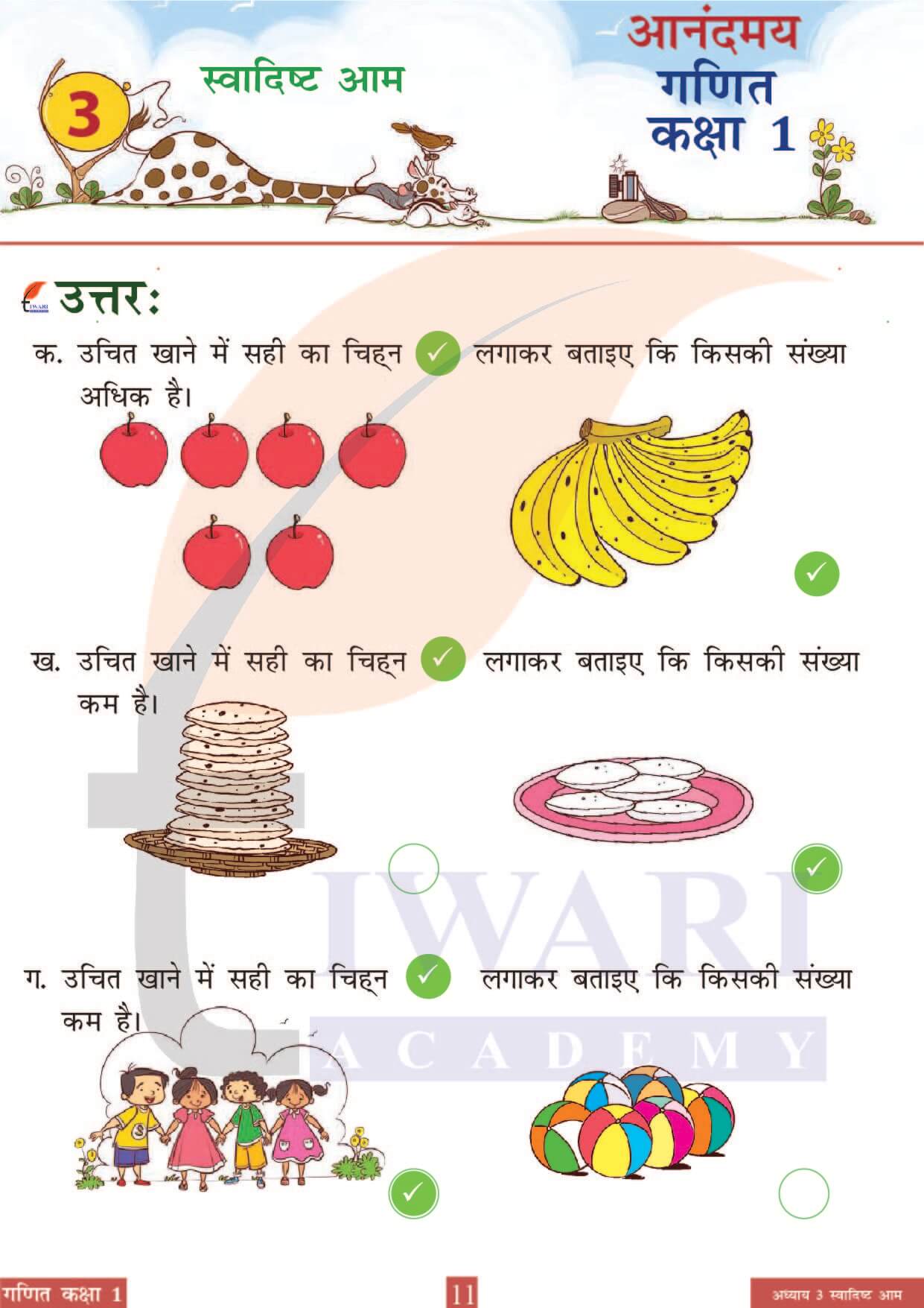 कक्षा 1 आनंदमय गणित पाठ 3 पेज 11