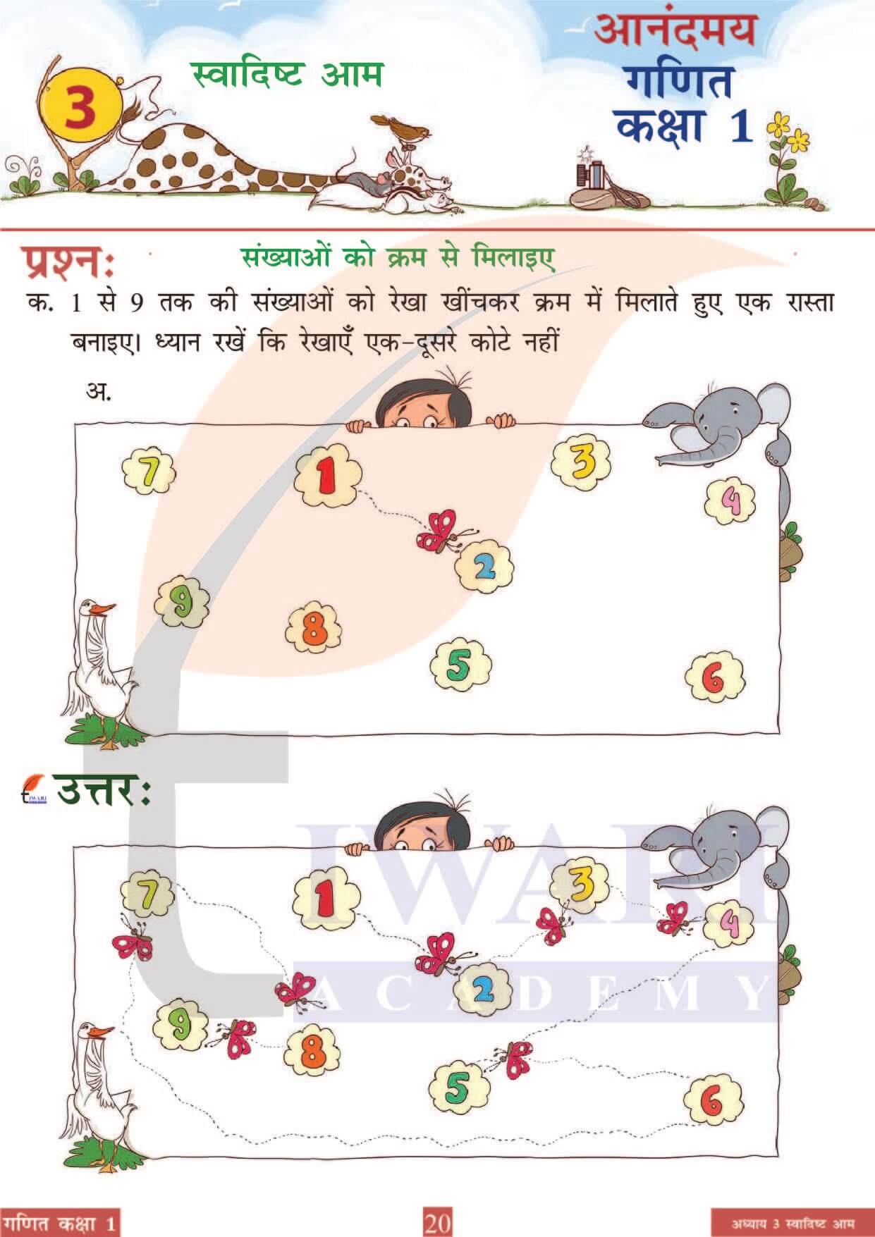 कक्षा 1 आनंदमय गणित पाठ 3 पेज 20