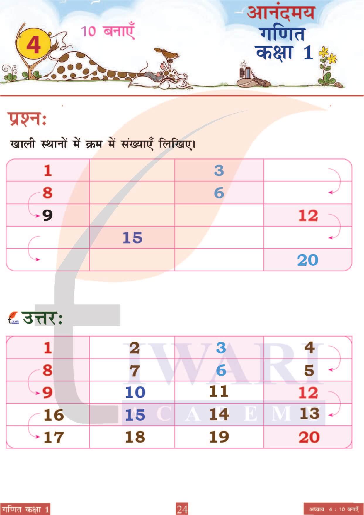 कक्षा 1 आनंदमय गणित पाठ 4 पेज 24