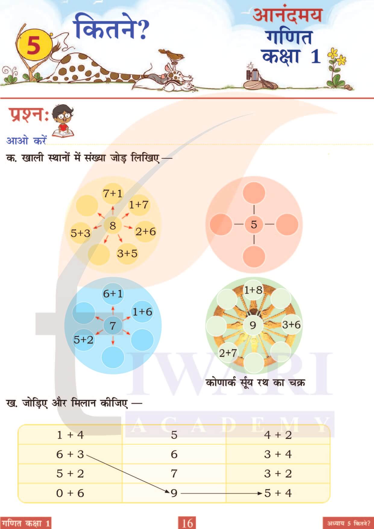 कक्षा 1 आनंदमय गणित पाठ 5 पेज 16