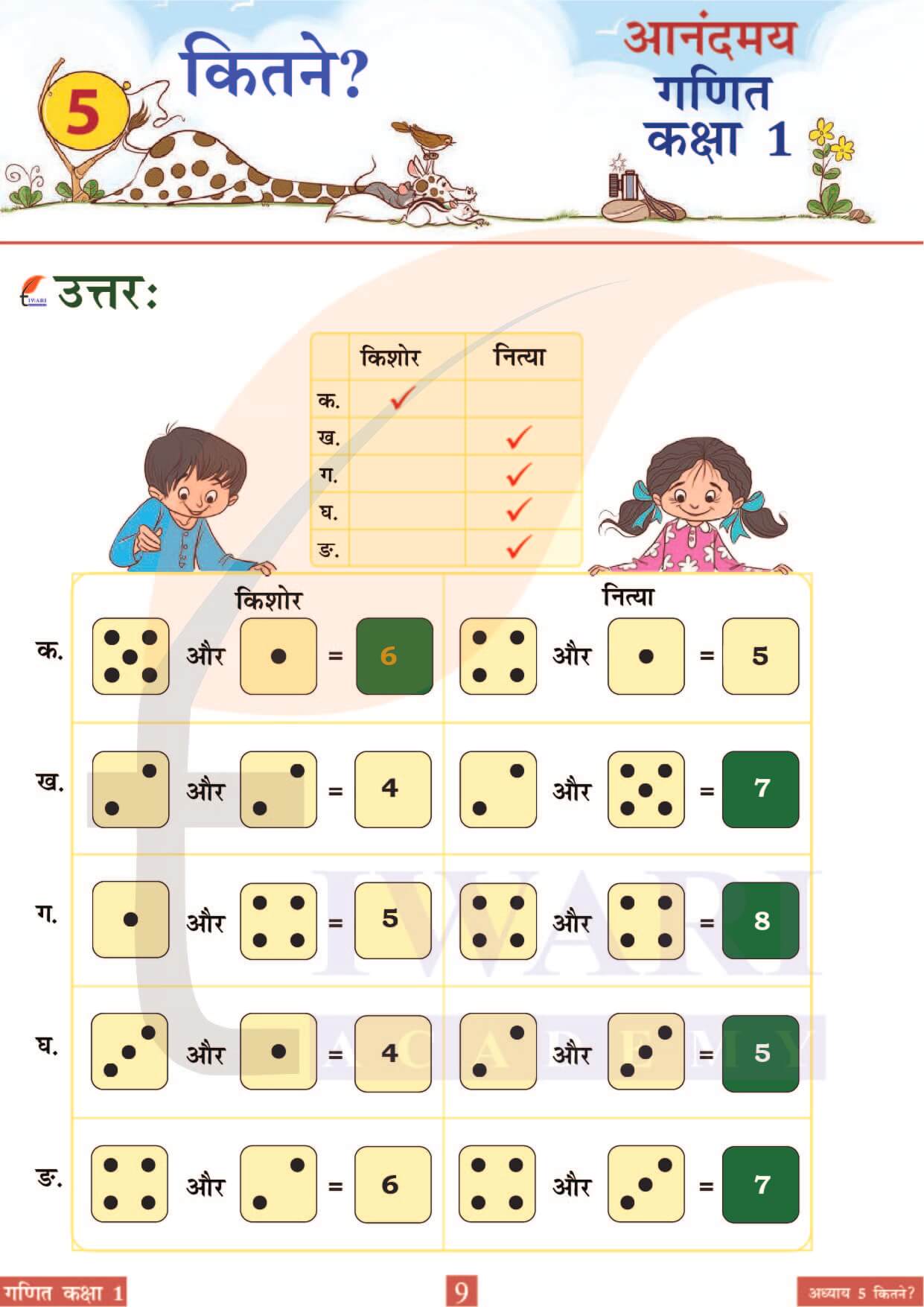 कक्षा 1 आनंदमय गणित पाठ 5 पेज 9