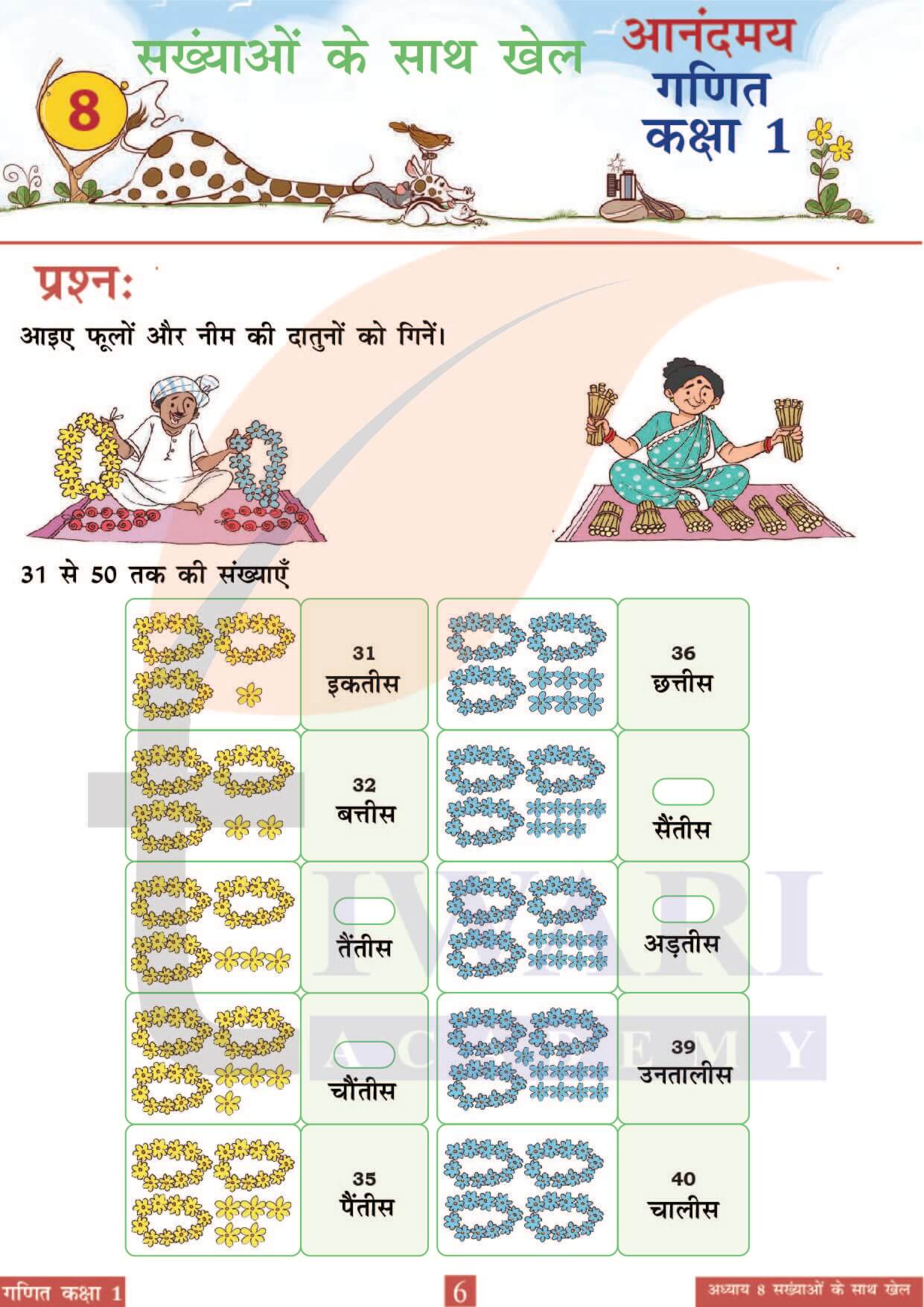 कक्षा 1 आनंदमय गणित पाठ 8 पेज 6