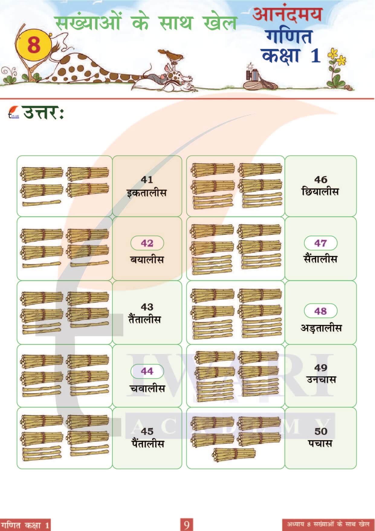 कक्षा 1 आनंदमय गणित पाठ 8 पेज 9
