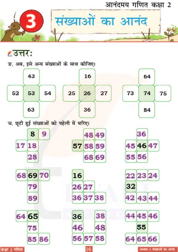 कक्षा 2 आनंदमय गणित पाठ 3 के उत्तर पेज 16