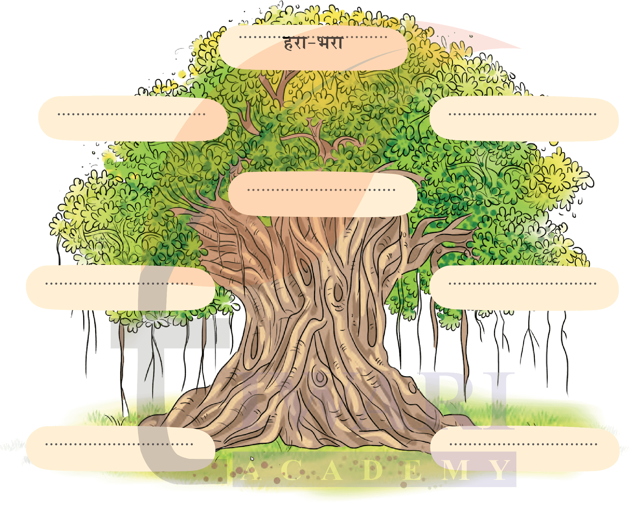 कक्षा 4 हिंदी वीणा अध्याय 3 पेज 32 - वृक्ष एक, गुण अनेक - के प्रश्न 1 का चित्र