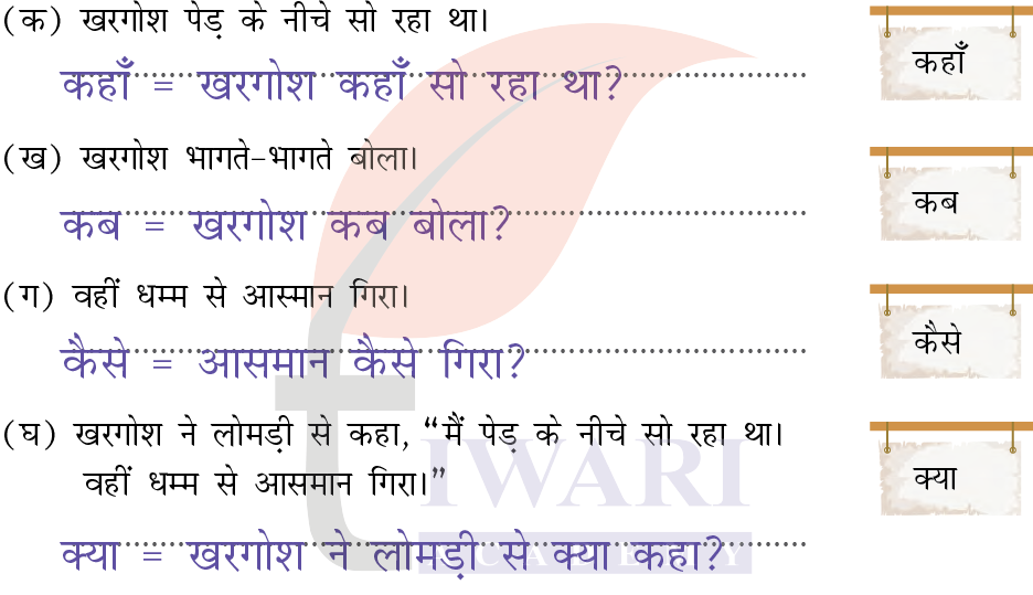 कक्षा 4 हिंदी वीणा अध्याय 5 पेज 55 - भाषा की बात - प्रश्न 3 के उत्तर का चित्र